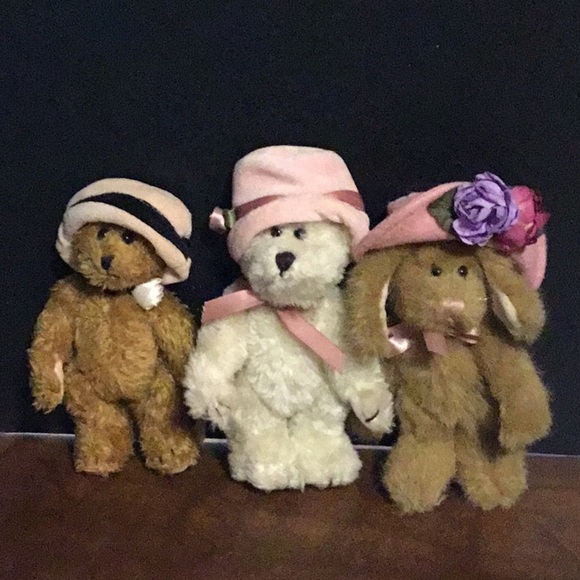 VINTAGE BOYDS BEARS & FRIENDS Pink-Hat Jointed Plush Trio (2 NWT) 1990s–Y2K Gift - Picture 3 of 15